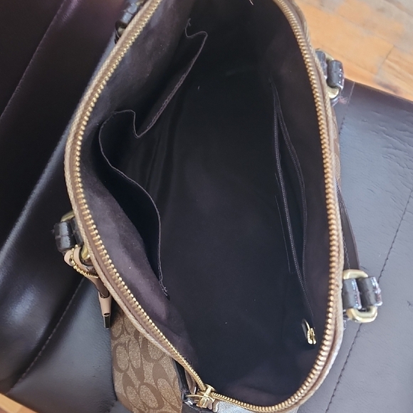 Coach Tan and Black Signature Satchel Slightly Used. - Picture 3 of 6
